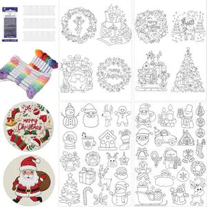 Water Soluble Stabilizer Embroidery Pattern,Christmas Stick & Stitch Embroidery Paper, Soluble Stencil Hand Sewing Patterns, Needle Crafts Kit