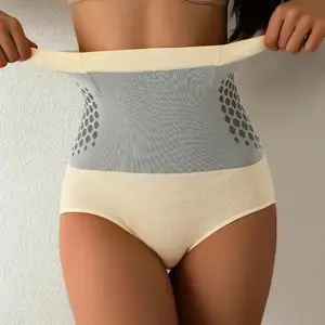 Lady's High-Waist Seamless Spandex Shapewear Panties, Nylon-Cotton Thermal Fabric, Abdomen & Hip Compression Support, Smooth Stretch Fit, Sexy Design for Daily & Winter Wear