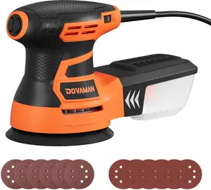 ROS01A Orbital Sander, 3A Random Orbit Sander, 6 Variable Speeds, Up to 13000 rpm, 12 count Sandpapers, 5in Sanding Pad, Dust Collection, Electric Tool  for Woodworking