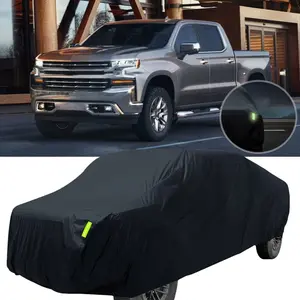 For Chevrolet Silverado GMC 1500 2500HD 3500HD Full Truck Car Cover Waterproof Full Exterior Pickup Cover Outdoor Sun UV Rain Dust Protection Black