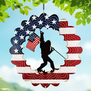 Sasquatch Gifts for Men, Big Foot Sasquatch Gifts Metal American Flag Wind Spinners, Bigfoot Gifts for Men, Patriotic Decorations Outdoor, for Dad, Father, Women, Mom