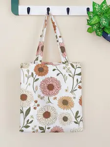 Floral Pattern Handbag, Large Capacity Shoulder Bag, Stylish Tote Bag, Casual Daily Use, Suitable for Men and Women, All Seasons, Casual Shopping Bag