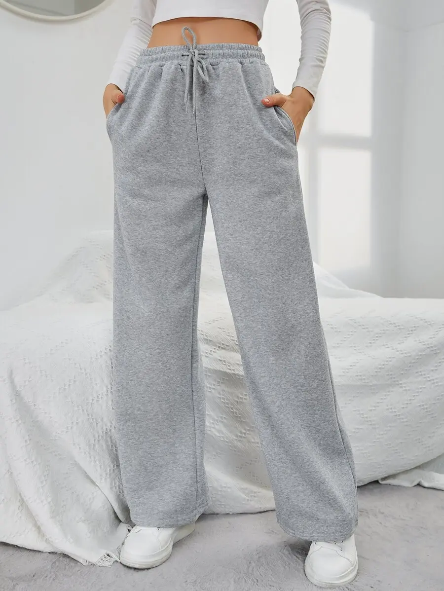 LUNA LAYER Womens High Waist Drawstring Sweatpants Casual Loose Wide Leg Lounge Pants Long