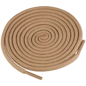 INSPIRE CHIC 2 Pair Round Shoe Laces Solid Woven Athletic Shoelaces for Sneakers, Boots & Running Shoes 120cm/47.24" Orange Brown