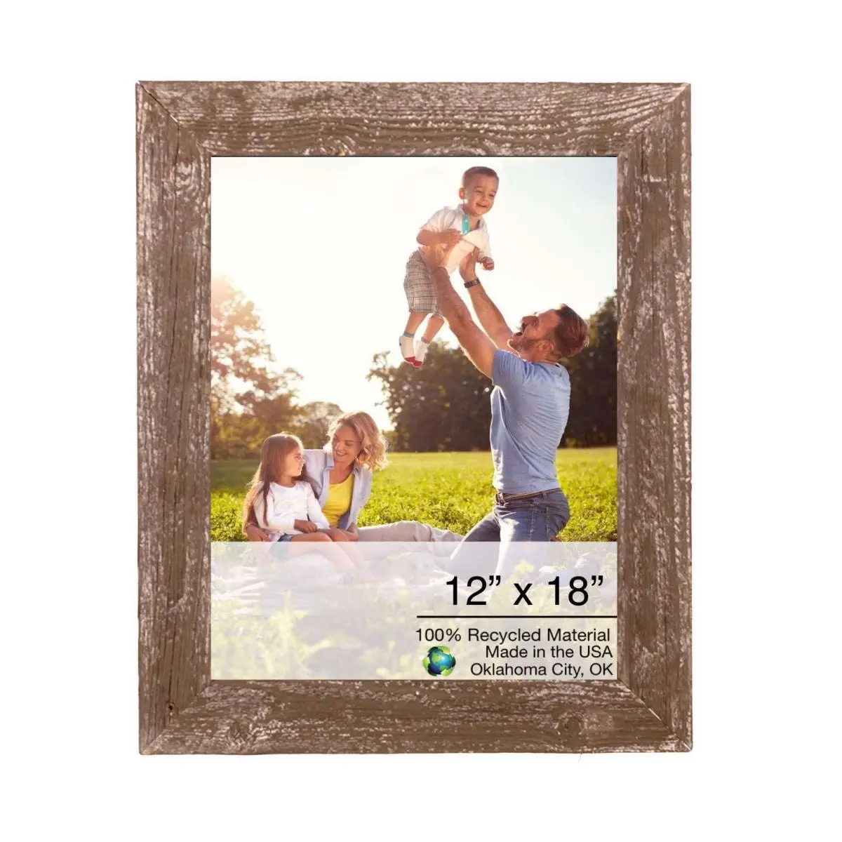 212 MAIN Rustic Farmhouse Rectangle Natural Wood Picture Frame, 12x18 in, Easel Back for Tabletop or Wall Display, Baby Nursery Decor, Natural Wood Frame, Rectangle Picture Frames