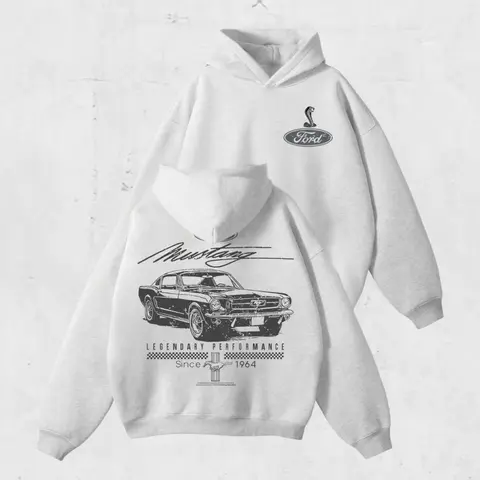 Ford Mustang Hoodie – Vintage 1964 Muscle Car Graphic Hoodie, Legendary Performance Tribute Pullover, Classic Unisex Fleece for Car Lovers