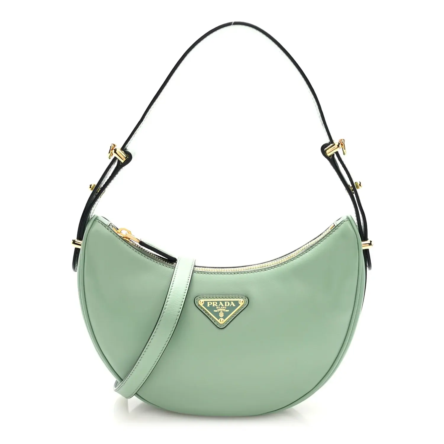Pre-owned PRADA Calfskin Shoulder Bags Soft Arque Shoulder Bag Green