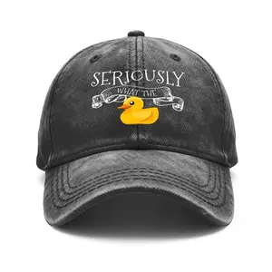 1x Vintage Washed Unisex Baseball Cap - Featuring a Playfully Serious "What the Duck?" Graphic - Adjustable Fit - Ideal for Outdoor Activities & Casual Everyday Wear - A Unisex Gift for Friends - Suitable for All Seasons (Spring/Summer/Autumn/Winter)