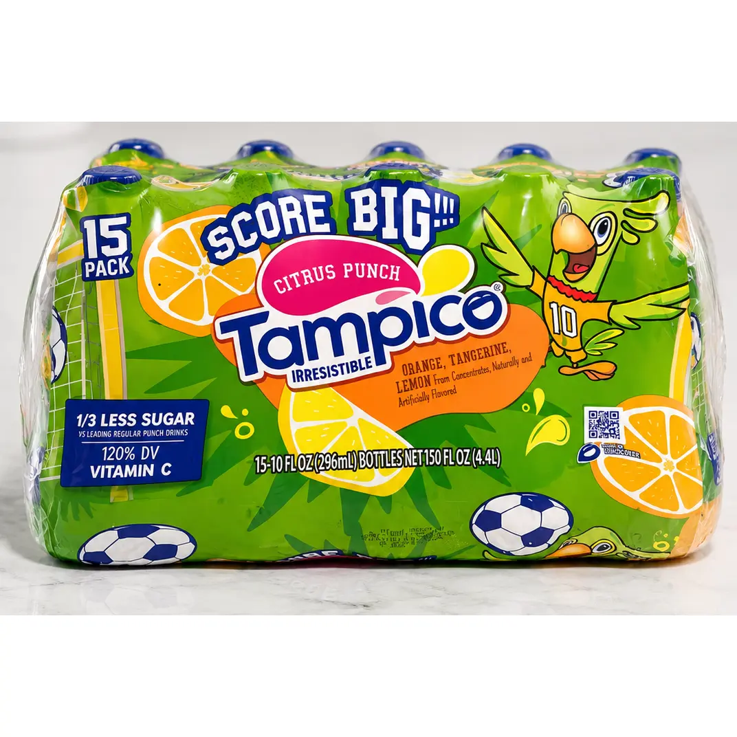 Tampico Score Big Citrus Punch 15-Pack 15-10 oz Bottles 120% DV Vitamin C 1/3 Less Sugar Irresistible Orange Tangerine Lemon