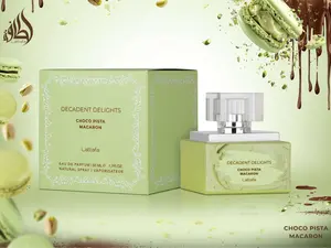 Lattafa Perfumes | Decadent Delights | Choco Pista Macaron | Eau De Parfum | 50 ML | Unisex Fragrance | Pistachio Macaron - Chocolate Ganache & Vanilla Notes