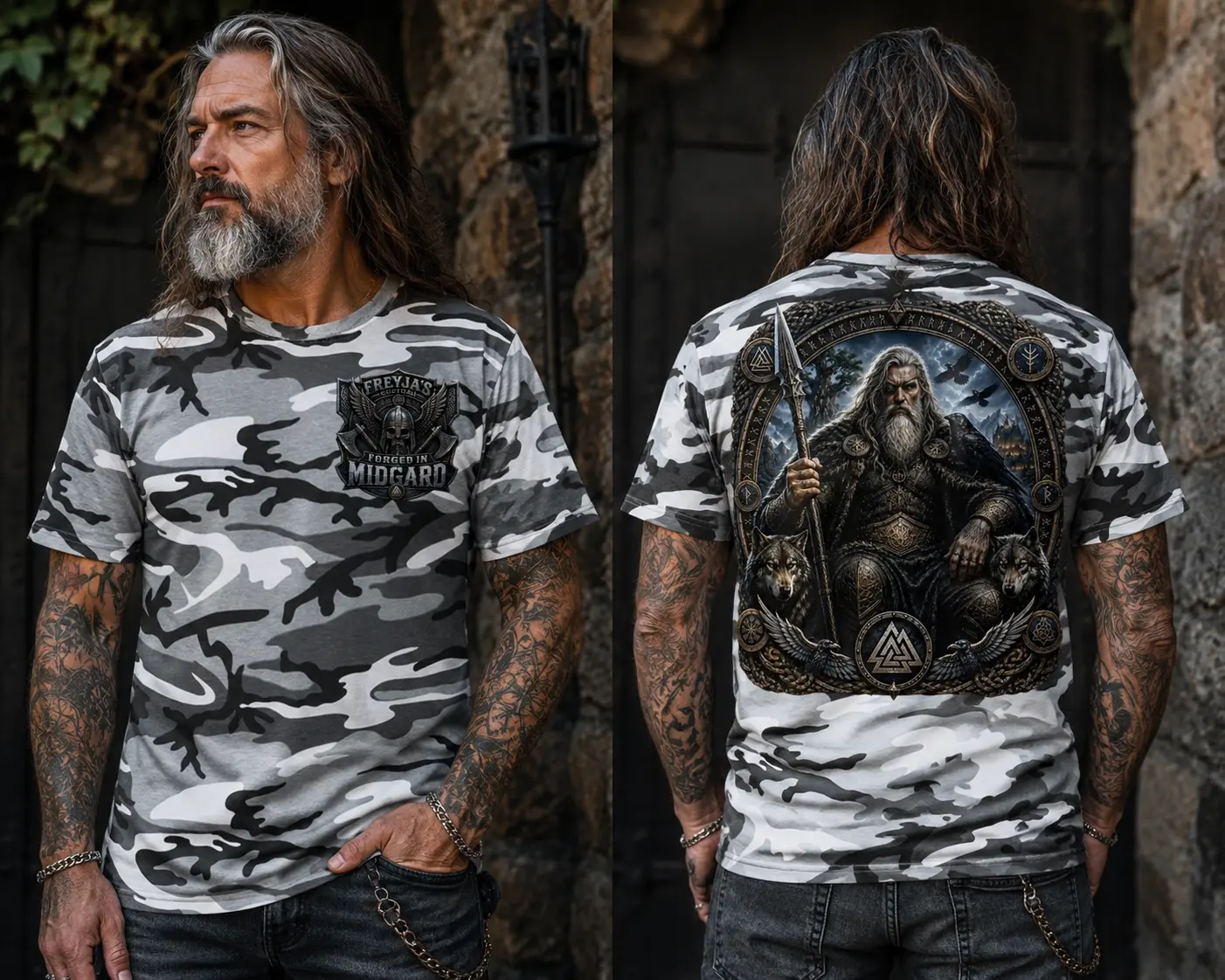Odin Viking Allfather Camo Graphic T-Shirt – Norse Camo Tee