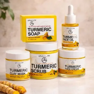 Turmeric Skincare Routine Set for Glowing Skin  | Soap, Scrub, Clay Mask, Face Cream & Face Oil