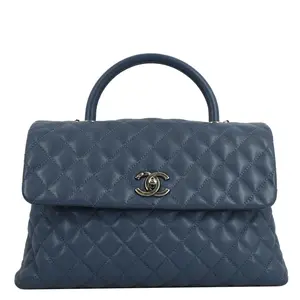 Pre-owned CHANEL Leather Shoulder Bags CC Coco Caviar Top Handle Flap Shoulder Bag Blue