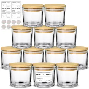 4oz Candle Jars 12 Pack- Small Clear Empty Glass Jars with  , Stickers and labels, Bulk Glass Jar for Making Candles Containers, Ideal for Candle Business Owners