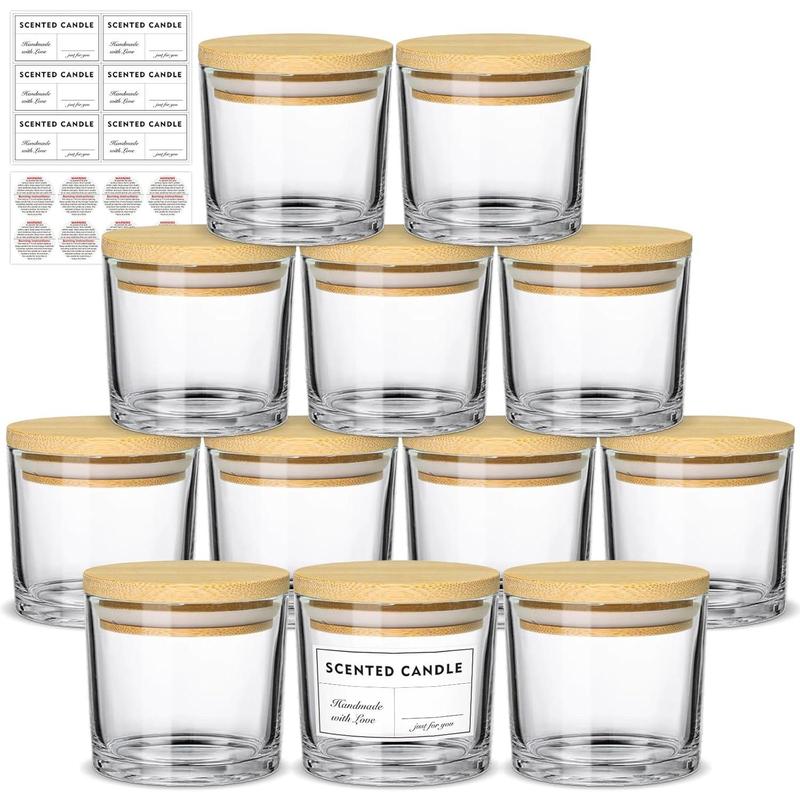 4oz Candle Jars 12 Pack- Small Clear Empty Glass Jars with , Stickers ...