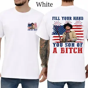 John Wayne Legend Fill Your Hand Graphic 4th of July Patriotic Signature 250TH Anniversary Shirt – Western Independence Day American Flag Graphic Tee
