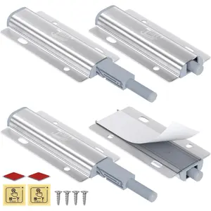 Push Close Cabinet Latch  4 Pack Push to Open Door Latch Heavy Duty Touch Latches Door Push Cabinet Door Opener for Drawer Closure Push Catch Press Out Kitchen Cabinet Hardware
