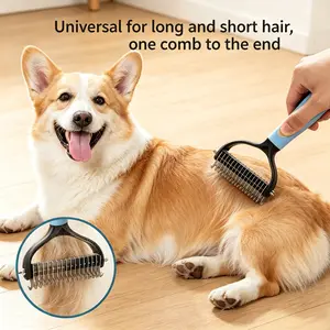 Dog Comb Knife Pet Hair Remover Brush Stainless Steel Dog Cat Grooming Comb Anti Knot Tangle Remover Pet Hair Shedding Tool Dog Hair Knot Cleaning Massage Brush Long Haired Short Haired Dog Cat Deshedding Comb Pet Grooming Supplies removal dematting