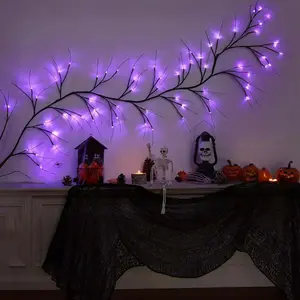 Halloween Vine LED Decor Lights with Remote 1.8m 54LED Indoor Holiday Atmosphere Lighting 8 Patterns Rattan Decorative Lights for Parties Home Decor Plastic Material Halloween Decorations