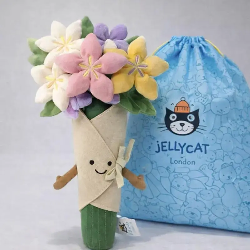 Official Jellycat Amuseables Bouquet of Flowers Plush Toy - Aesthetic Plush Flower Bouquet Stuffed Animal, Cute Room Decor, Cute Anniversary & Birthday Gift for Girlfriend, Bestie & Women