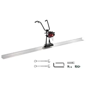 4 Stroke Concrete Power Screed Cement Finishing Float 4 Ft Blade Board Set for Construction, Smoothing, Leveling, and Finishing Surfaces; Lightweight Masonry Tool Kit for Driveways, Floors, Sidewalks, and Professional Jobs