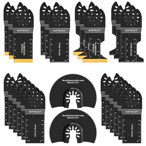 26pcs Oscillating Saw Blades Titanium Multitool Blades for Wood Plastics Metal oscillating Tool Blades Kits Fit Rockwell Ridgid Ryobi Milwaukee Chicago Craftsman Dewalt