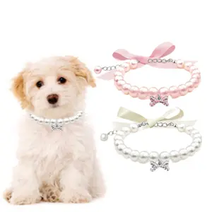 Pet Imitation Pearl Collar Cat Dog Neck Ring Accessories High Gloss Pearl Alloy Handmade Necklace