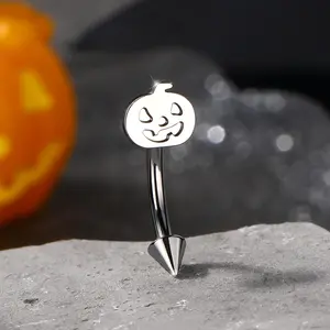 Oufer 16G Pumpkin Internally Threaded Titanium Rook Piercing Ring Vertical Labret Ring