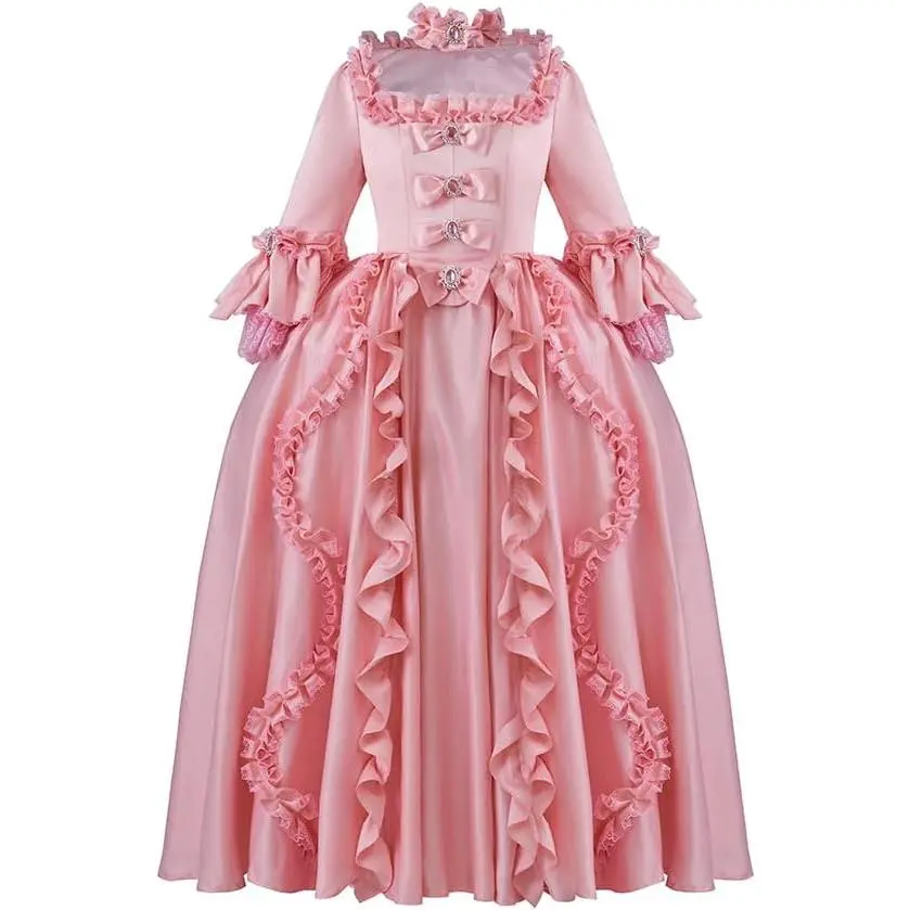Women's 18th Century Rococo Costume Marie Antoinette Pink Princess Dress Court Ball Gown