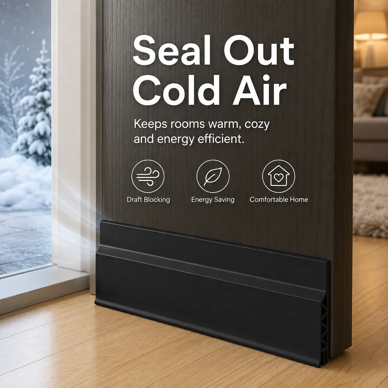 Self-Adhesive 100cm Draft Blocker with Triple Hollow Design, Cut-to-Fit Seal Strip for Cold Air, Dust, Insects, Compatible with Wood, Metal, Glass Surfaces