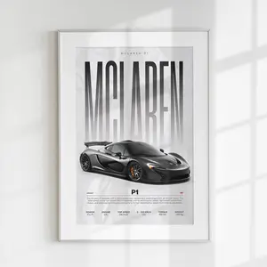 McLaren P1 Poster  | Hyper Car Poster | Super Car Print | Art Print | Poster | Home Decor | Wall Decor | Mclaren
