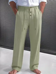 Spring Thin Linen Casual Pants, High Street Straight Leg Loose Comfortable Drape Long Pants, Japanese Style Breathable Trousers