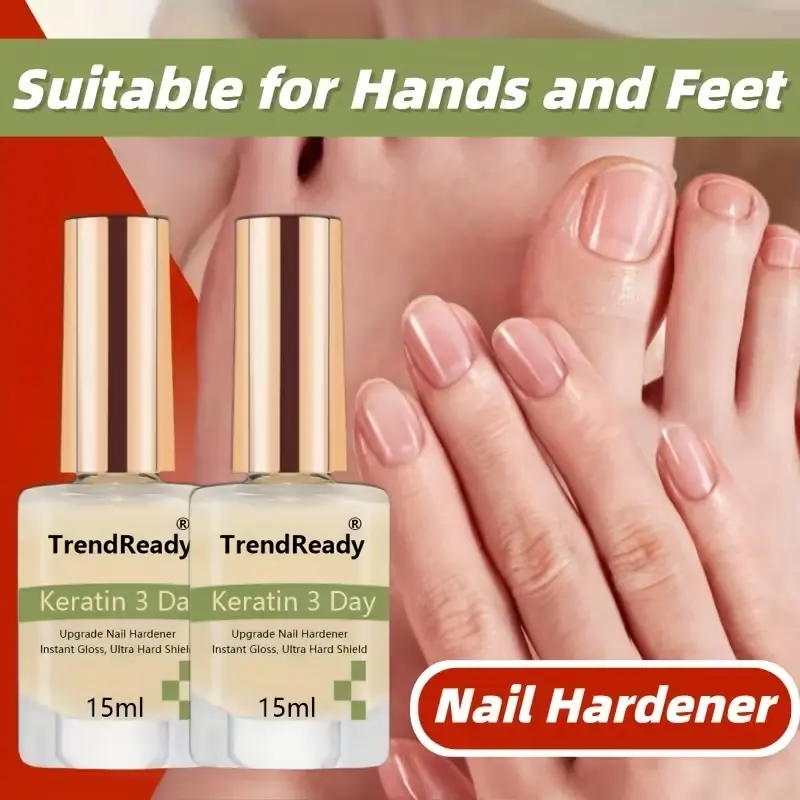 2Bottles 15ml Nail Hardener -Infused with Vitamin E &Keratin to Fortify Weak, Brittle Nails & Prevent SplittingNail Glue, Manicure Enhancements, DlY Gel Polish forHome Salon, Nail Art Supplies, Halloween, Nail Polish forReal Nails, Christmas Gifts