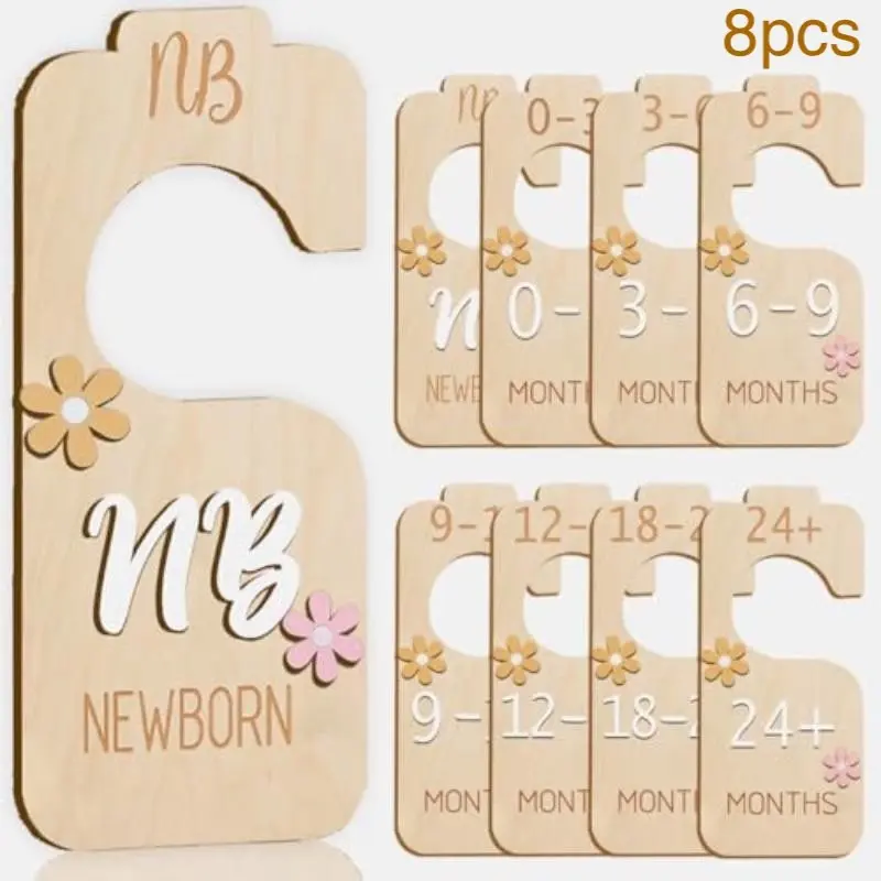 Wooden Baby Closet Dividers, 8 Counts/set Wooden Baby Clothes Separator, Home Organizer for Wardrobe Hangers, Storage Hanger, Clothes Hanger Organizers, Closet Organizers and Storage