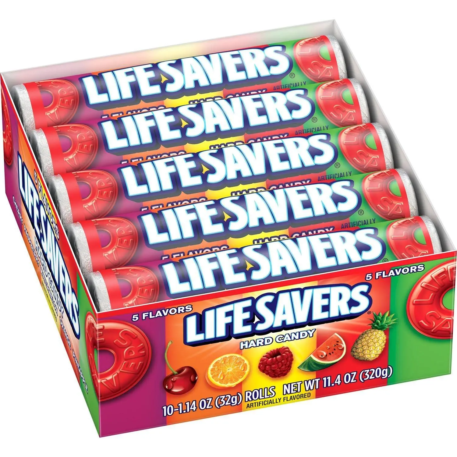 Life Savers Hard Candy Rolls 20 Count  5 Fruit Flavors Assorted Candy Pack | Classic Ring Candy for Parties, Sharing & Everyday Treats