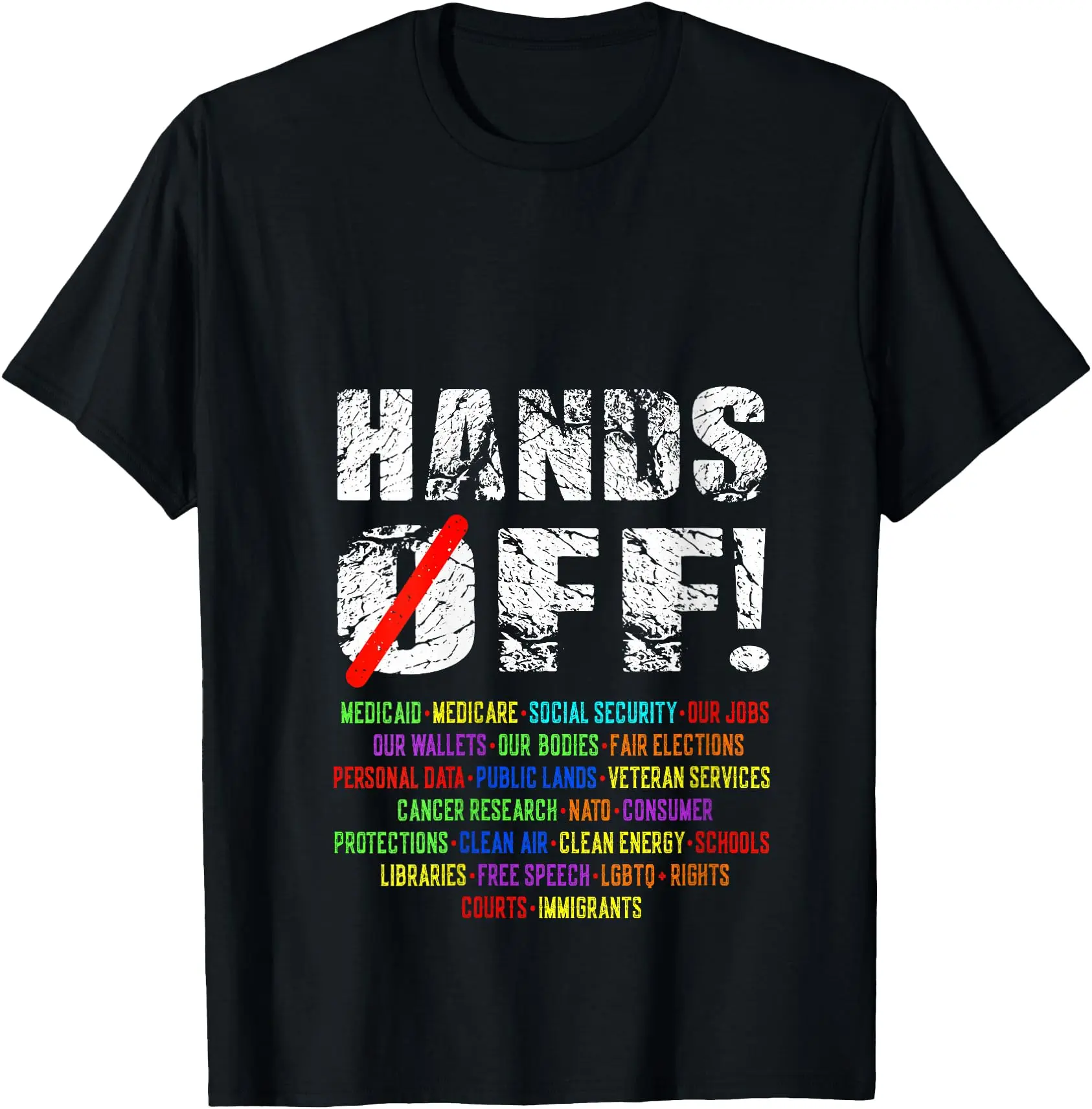 Womens Hands Off Social Security Protest Resist Save Democracy Gift Unisex T-Shirt Cotton Menswear Man Classic