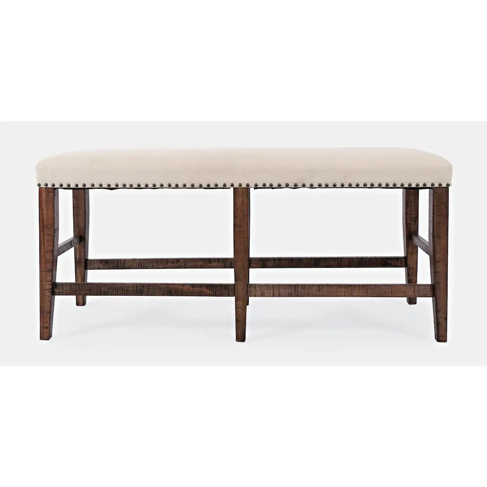 Fairview Transitional 52" Backless Upholstered Counter Height Bench - Upholstered Seat, Gentle Distress Design, Ideal for Kitchen Islands, Entryway, Pub-Style Dining