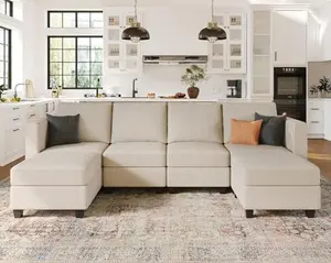 Belffin Modular Sectional Couch with Storage Ottoman Corduroy U Shaped Sectional Sofa with Chaise Convertible Modern Sectional Sofa Couch