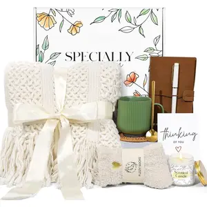 Get Well Soon Gifts for Women, Sympathy  Baskets, Thinking of You Care Package, Sending Hugs Box, After  Feel  Gifts with Snuggly Knitted Tassel Blanket ()