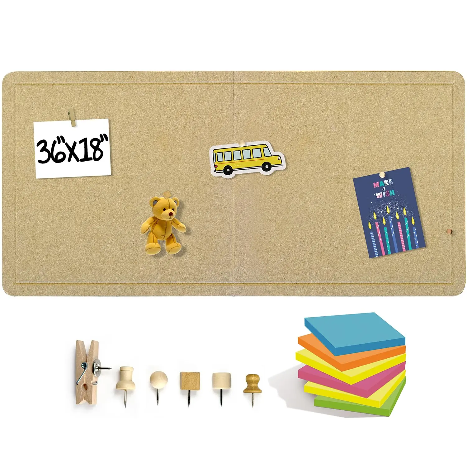 Shop Square Large Felt Bulletin Board - Foldable Cork Board Alternative for Wall, Includes Wood Pins & Note Pads, Vision Board (Khaki, Multiple Sizes)
