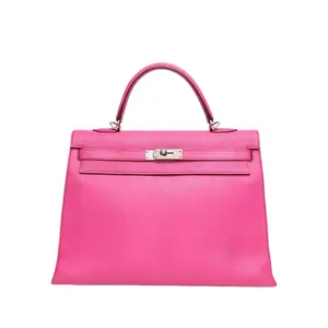 Pre-owned HERMÈS Kelly 35 5J Peach color Chevre goat leather frame I