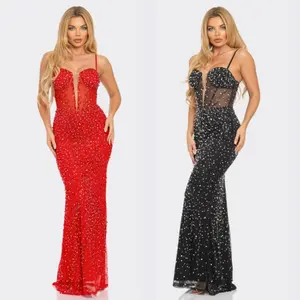 Kiarrah Rhinestone/Pearl Studded Corset Maxi dress Womenswear