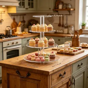 ADISEN 4 Tier Acrylic Cupcake Stand, Premium Cupcake Holder, Acrylic Cupcake Tower Display Cady Bar Party Décor â Display for Pastry(3.9" Between 2 Layers)Cup Cake Stand for Birthday, Wedding, Baby Showe
