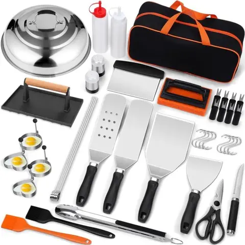 42pcs Griddle Accessories Kit for Blackstone, Enlarged Spatulas, Melting Dome and Burger Press, Professional Hibachi Tools Gifts for Outdoor BBQ Set Utensils