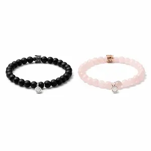 Crown Crystal Bracelet  — Magnetic Couple Friendship Bracelet, Set of 2, Handcrafted