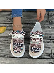 Ethnic Style Women's Loafers Men's Flats Comfortable One - Step Slip On Style Casual Shoes Breathable Lightweight Fashion Footwear Casual Summer Footwear
