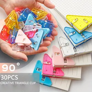 30pcs Colorful Acrylic Triangle Clips, Multipurpose Paper & Bill Holders, Durable Pmma Material, Book Corner Binder Clips for Desk Organization, Stationery, Organizer, Office Supplies