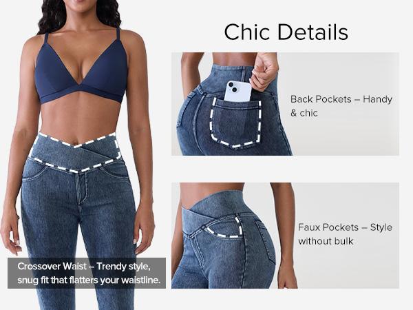BRXL High Waisted Stretchy Crossover Denim Jeans for Women Flare Jeggings Bootcut Denim with Pockets Trendy & Flattering #Streetwear #outdoorfun #tiktokshopspringglowup #tiktokshopfashion-1