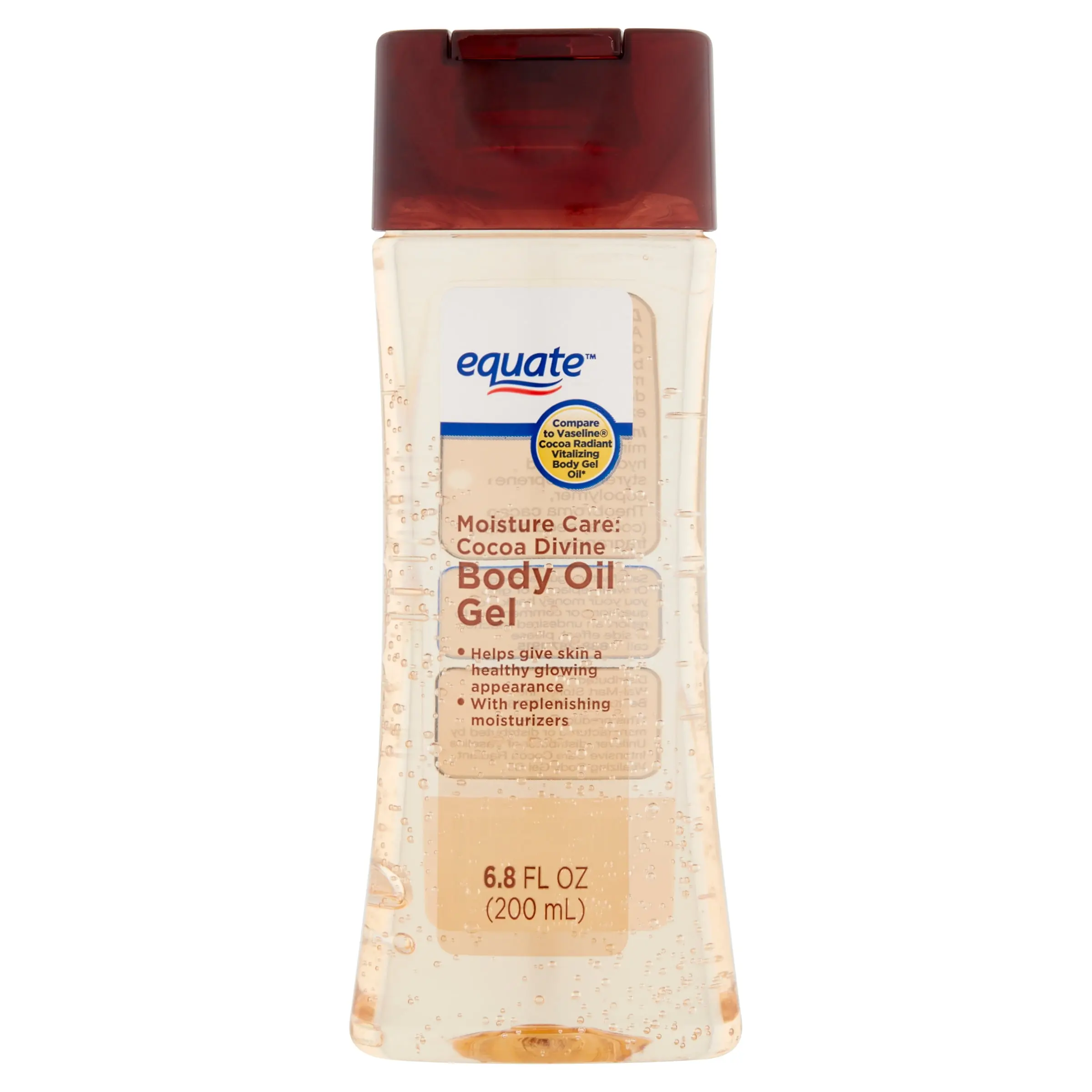 Equate Moisture Care Cocoa Divine Body Oil Gel 6.8 fl oz 200 mL for Replenishing Skin Care Enriched with Cocoa Butter