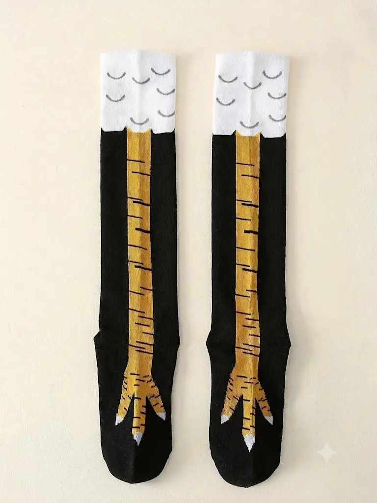 Women's Trendy Cartoon Print Socks, Cute Chicken Feet Design Knit Socks, Comfort Hosiery for Women Indoor Outdoor Wear Womenswear Bridal